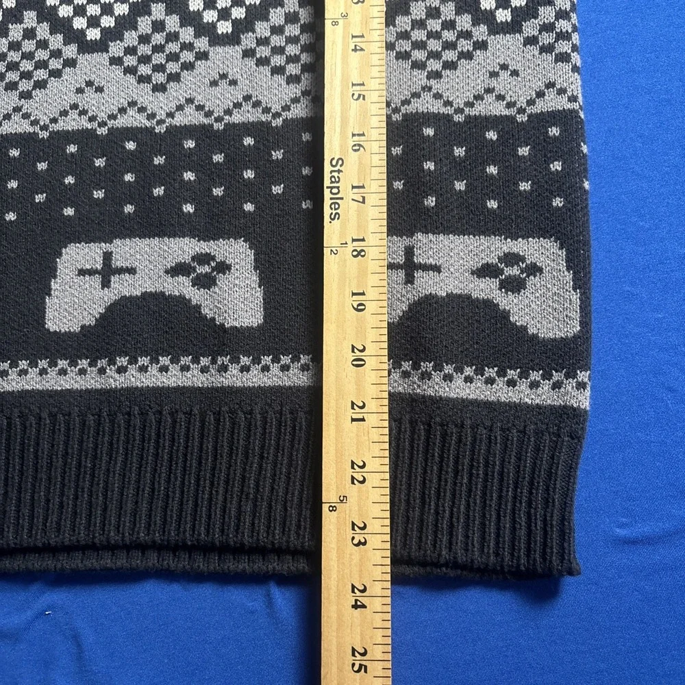 Holiday Boys Medium 10/12 Ugly Christmas Sweater Gamer Black/Gray New